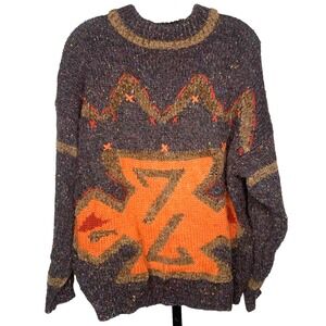 Vintage sweater Mens size large Wool Blend Thrashed Bum Fisherman grandpa tribal